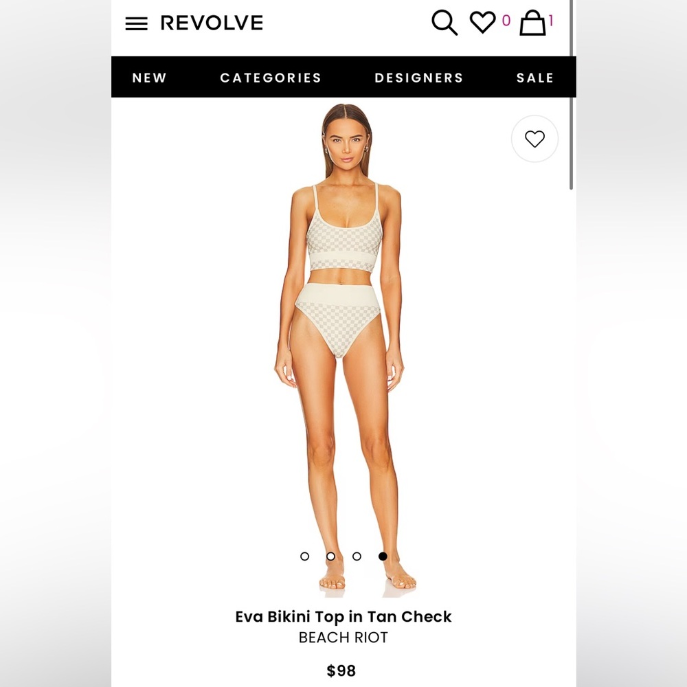 BEACH RIOT Eva Bikini in Tan Check MEDIUM